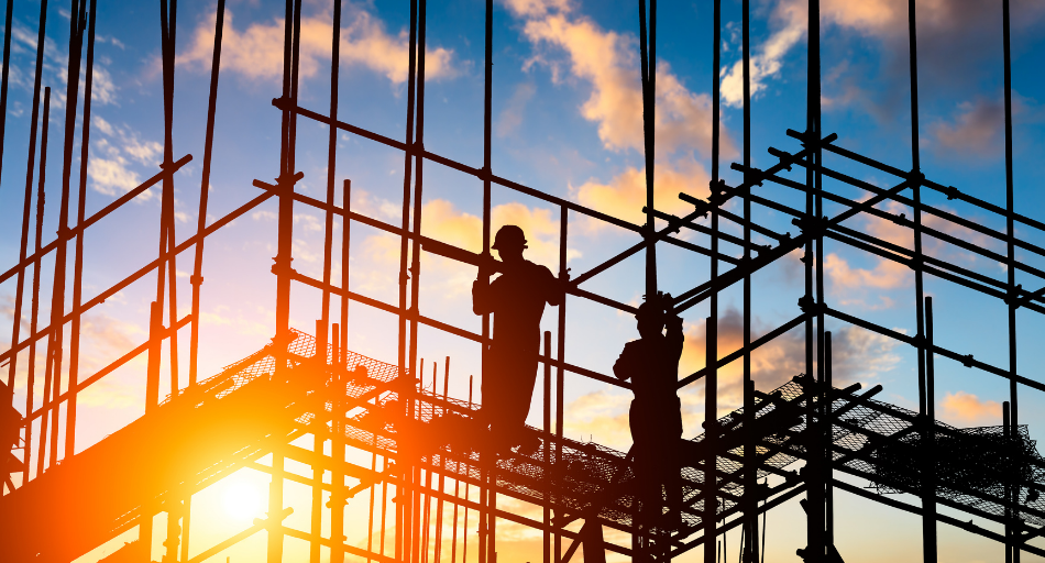 construction workers on grid foundation