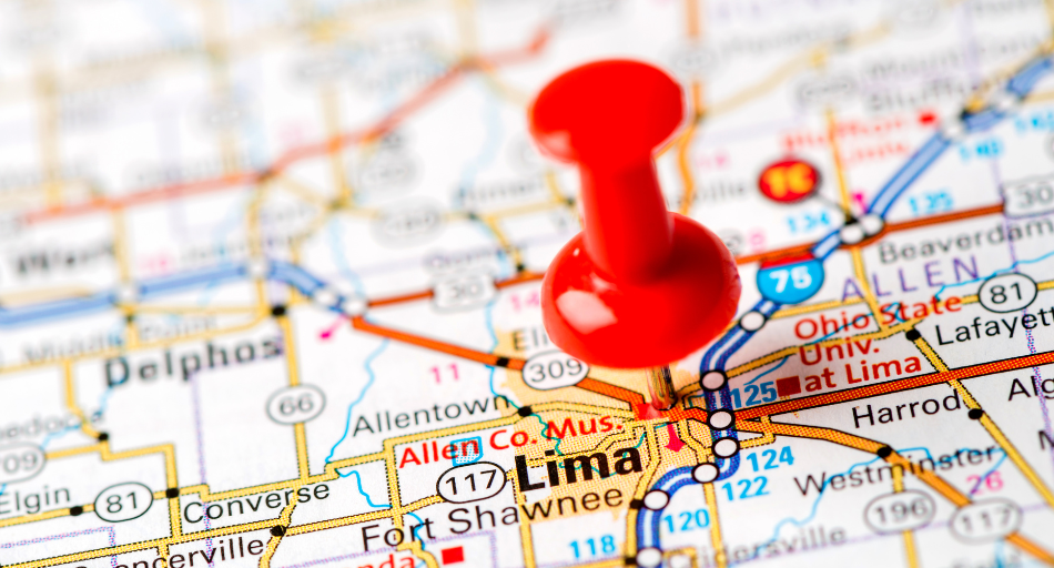 Lima Ohio on the map