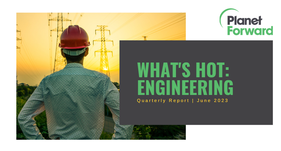 engineer at sunset looking at power transmission lines
